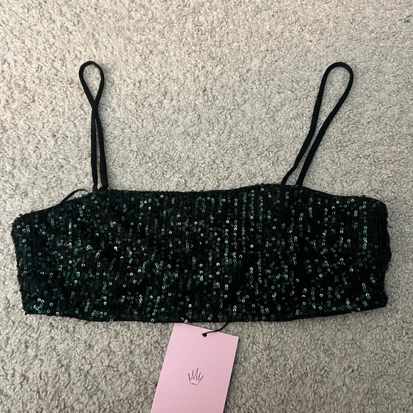 Hello Molly Tops - NWT Hello Molly Sequin Bralette Party Glam Coquette Night Out XL